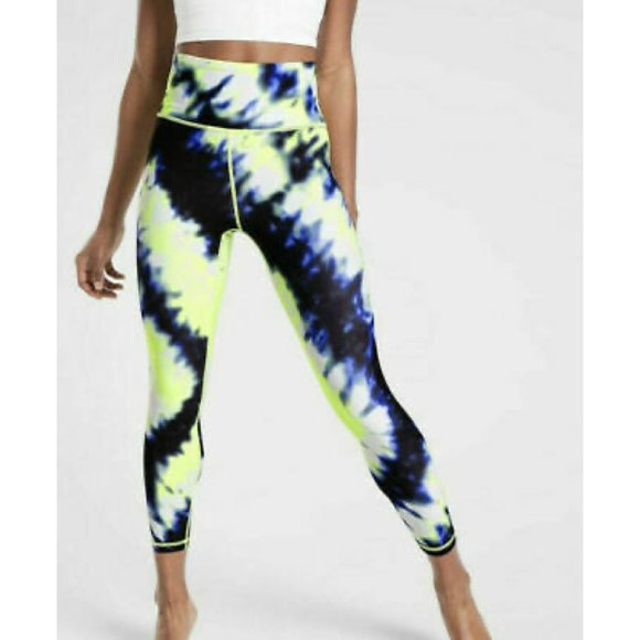 Athleta Pants - NEW ATHLETA Elation Tie Dye 7/8 Tight Blue White Yellow